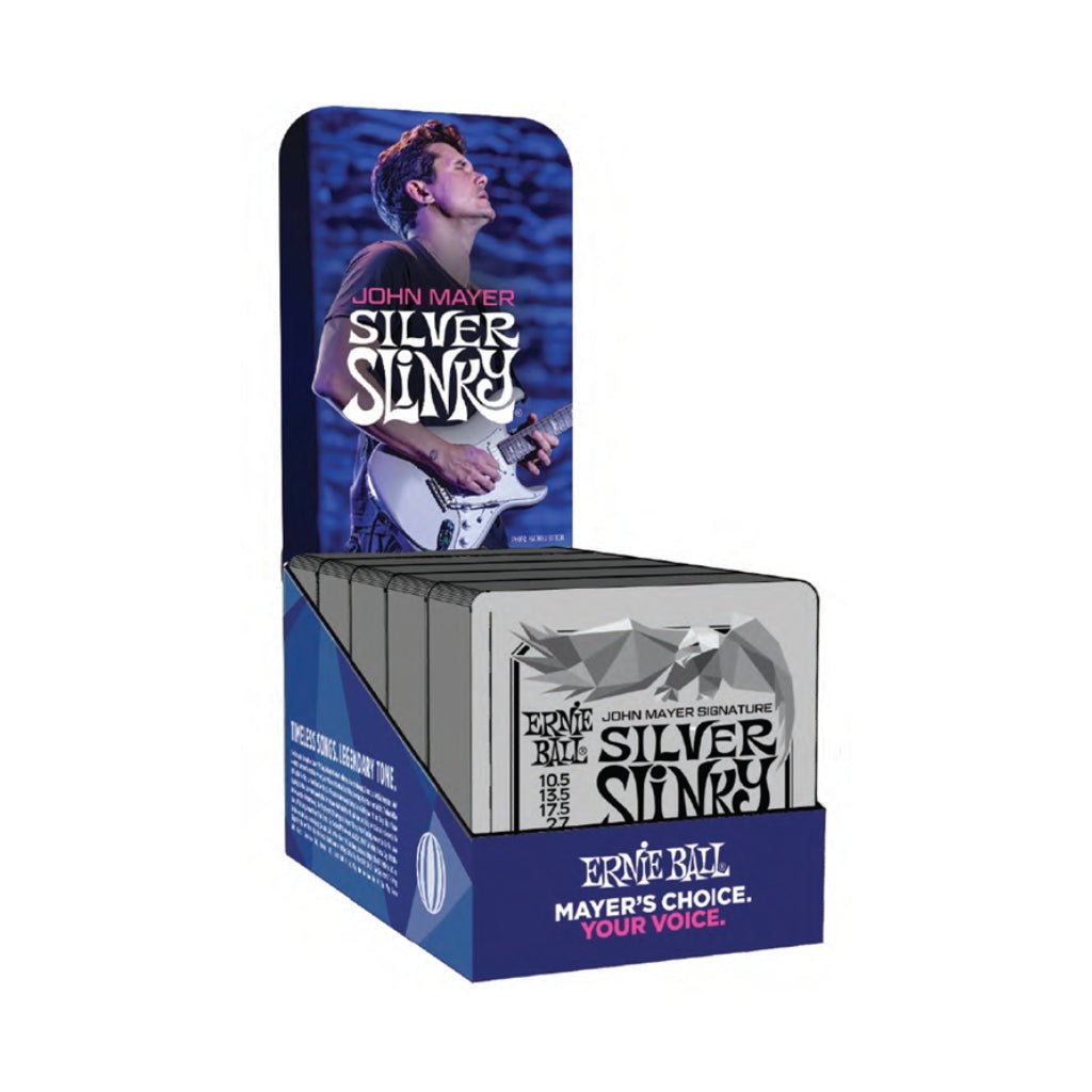 Ernie Ball John Mayer Silver Slinky Nickel Wound Electric Guitar Strings 6 Pack - 10.5-47 Gauge Fretted Instrument Strings Sky Music