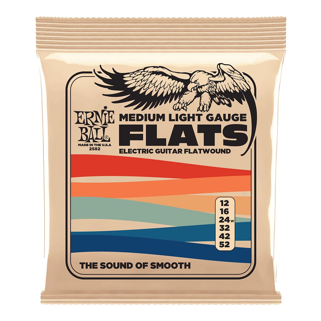 Ernie Ball Medium-Light Flatwound Electric Guitar Strings - 12-52 Gauge Guitar Strings Sky Music