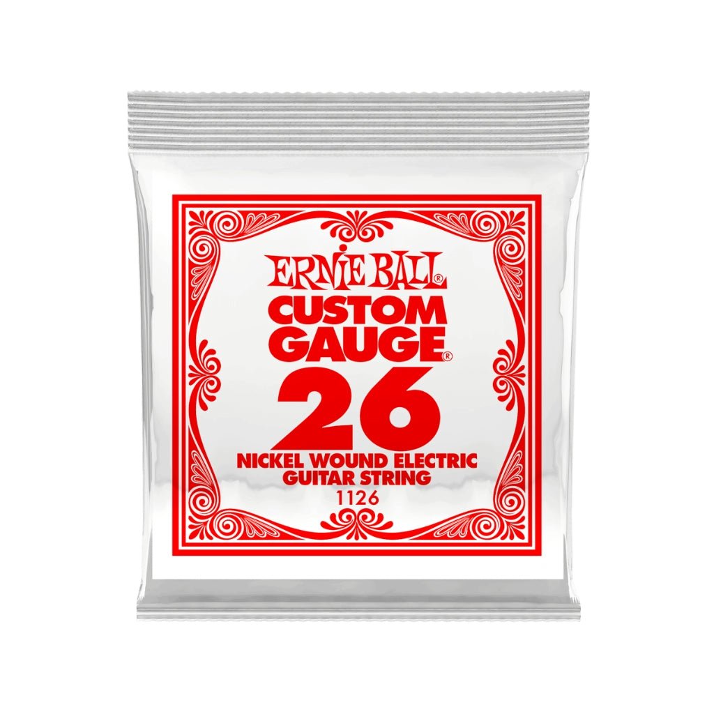 Ernie Ball Nickel Wound Single Electric Guitar String - .026 Fretted Instrument Strings Sky Music