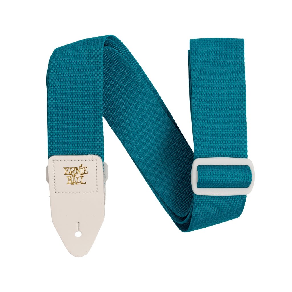 Ernie Ball Polypro Guitar Strap/Bass Strap - Teal w/ White Guitar Straps Sky Music