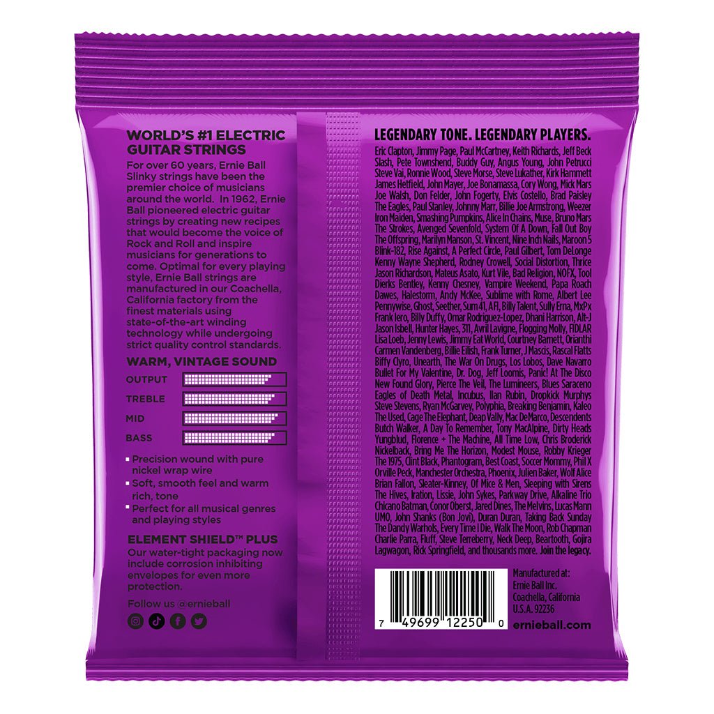 Ernie Ball Power Slinky Classic Rock n Roll Pure Nickel Wrap Electric Guitar Strings - 11-48 Gauge Guitar Strings Sky Music