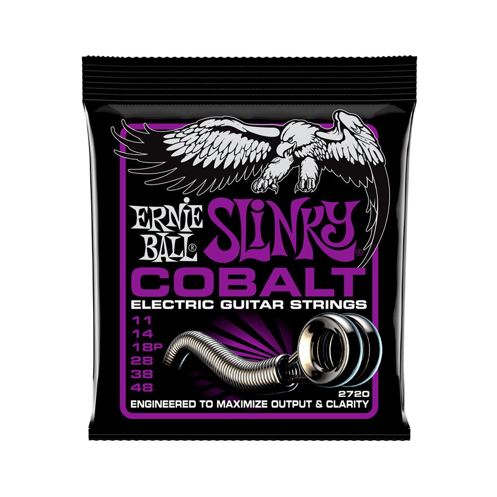 Ernie Ball Power Slinky Cobalt Electric Guitar Strings 11-48 Gauge Guitar Strings Sky Music