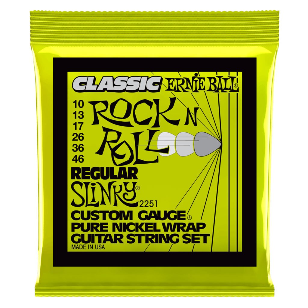 Ernie Ball Regular Slinky Classic Rock n Roll Pure Nickel Wrap Electric Guitar Strings - 10-46 Gauge Guitar Strings Sky Music