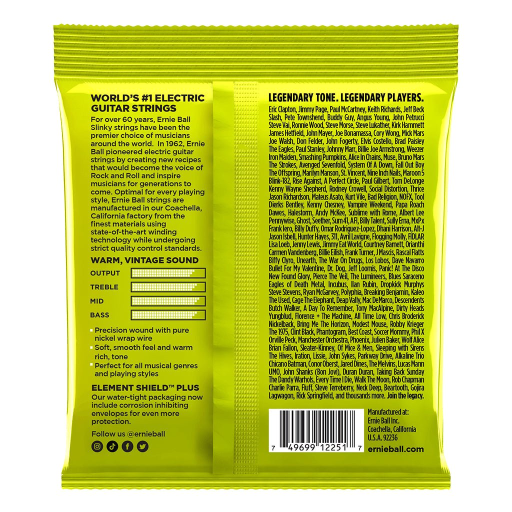 Ernie Ball Regular Slinky Classic Rock n Roll Pure Nickel Wrap Electric Guitar Strings - 10-46 Gauge Guitar Strings Sky Music