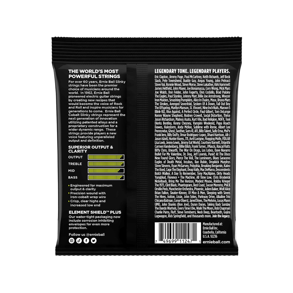 Ernie Ball Regular Slinky Cobalt 10-46 Electric Guitar Strings - 3 Pack Fretted Instrument Strings Sky Music