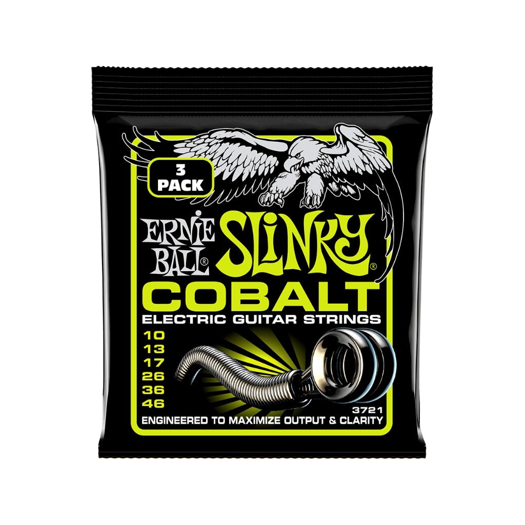 Ernie Ball Regular Slinky Cobalt 10-46 Electric Guitar Strings - 3 Pack Fretted Instrument Strings Sky Music