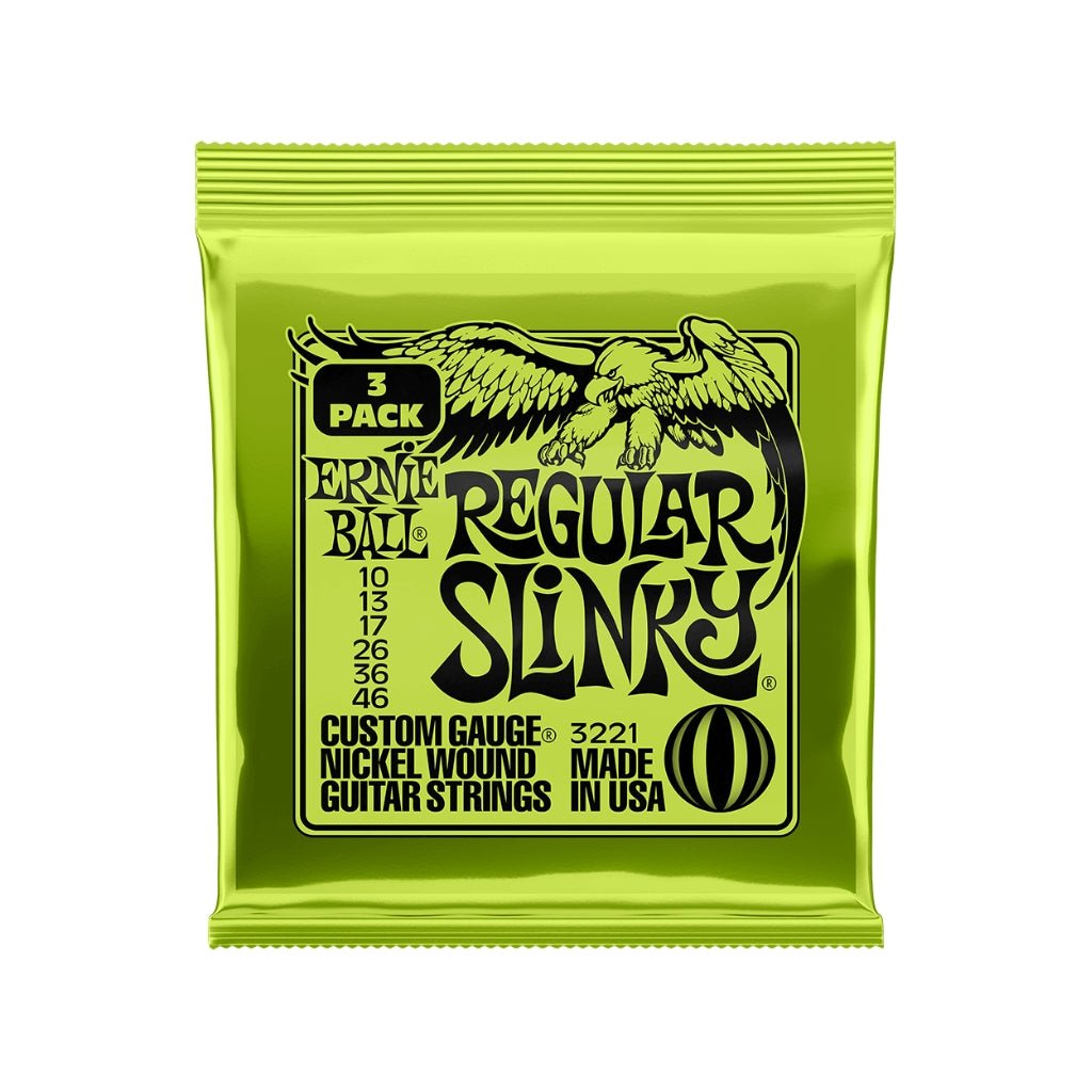 Ernie Ball Regular Slinky Nickel Wound 10-46 Electric Guitar Strings - 3 Pack Fretted Instrument Strings Sky Music