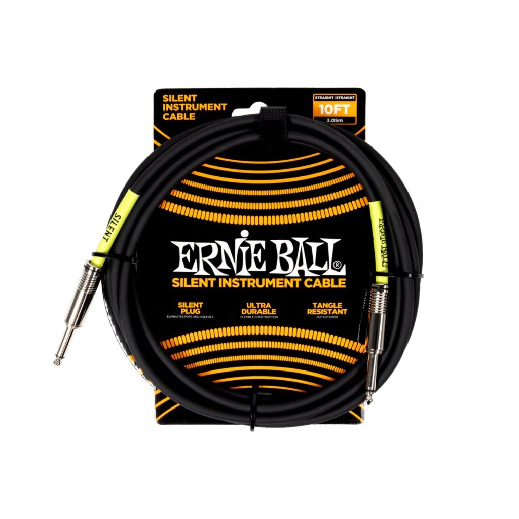 Ernie Ball Straight to Straight Silent Instrument Cable - 10ft Instrument Cables Sky Music