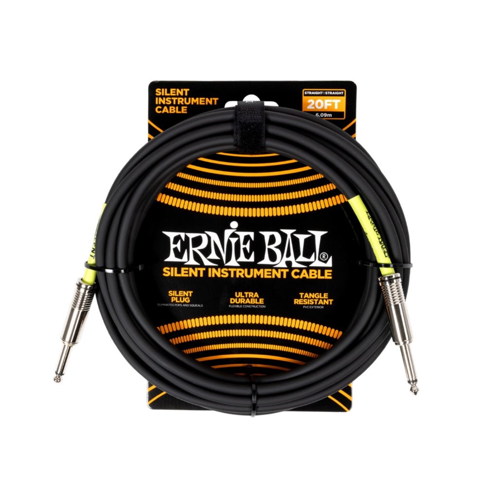 Ernie Ball Straight to Straight Silent Instrument Cable - 20ft Instrument Cables Sky Music