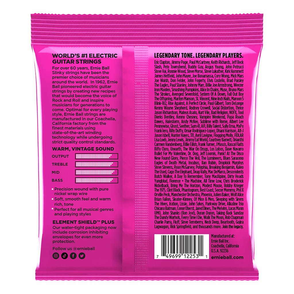 Ernie Ball Super Slinky Classic Rock n Roll Pure Nickel Wrap Electric Guitar Strings - 9-42 Gauge Guitar Strings Sky Music