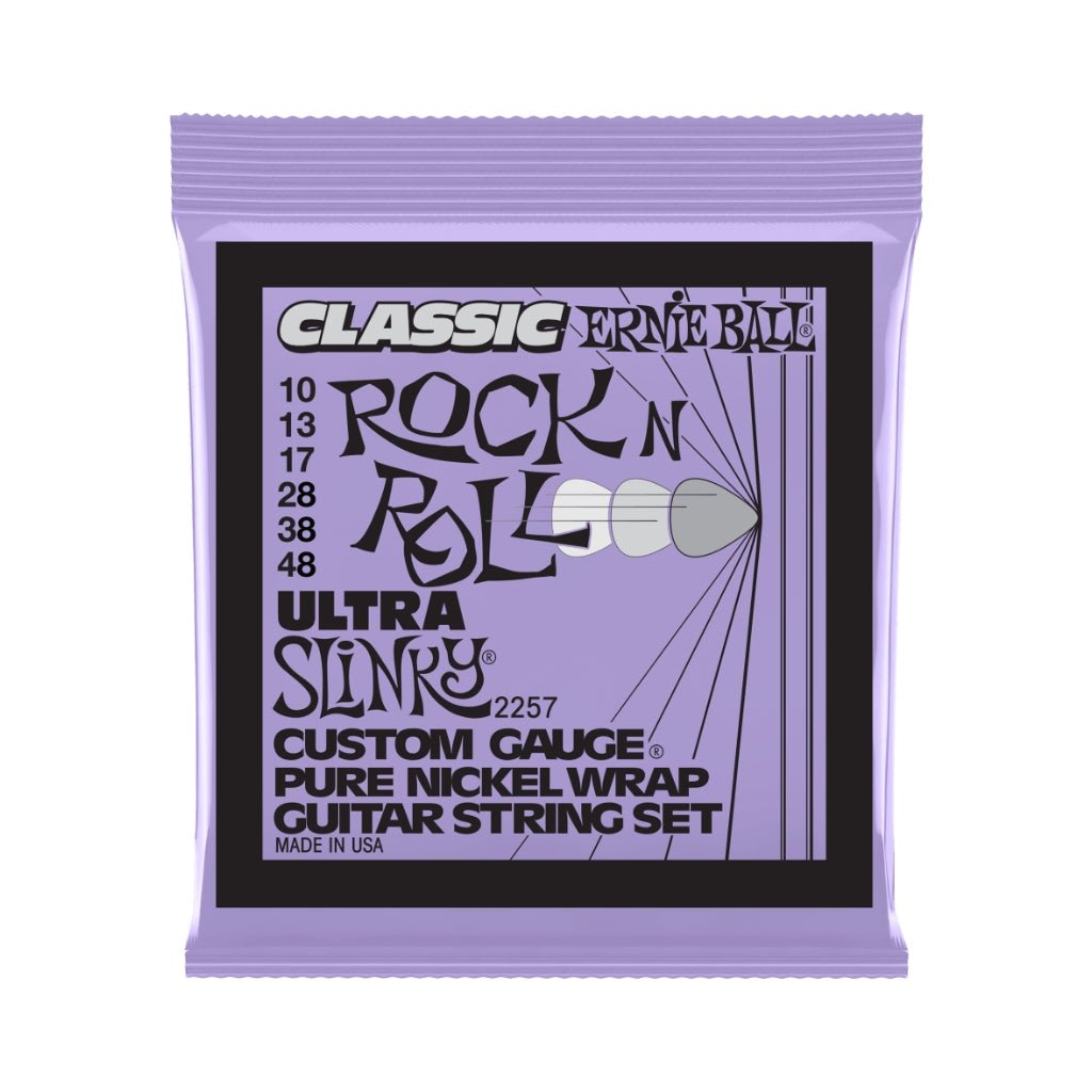 Ernie Ball Ultra Slinky Classic Rock N Roll Pure Nickel Electric Guitar Strings - .010-.048, Custom Gauge Fretted Instrument Strings Sky Music