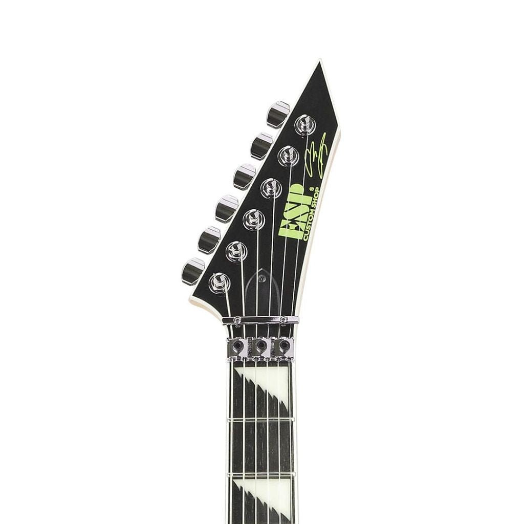 ESP Custom Shop Alexi Greeney Electric Guitar - Black w/Lime Green Pinstripe & Skull Electric Guitars Sky Music