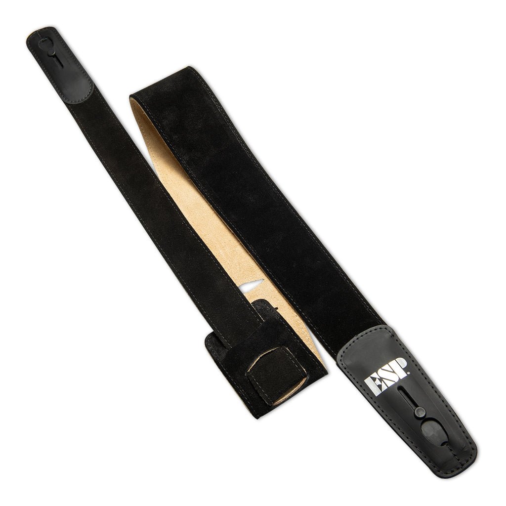 ESP Lock it Strap 2.5'' Suede Leather Black Guitar Straps Sky Music