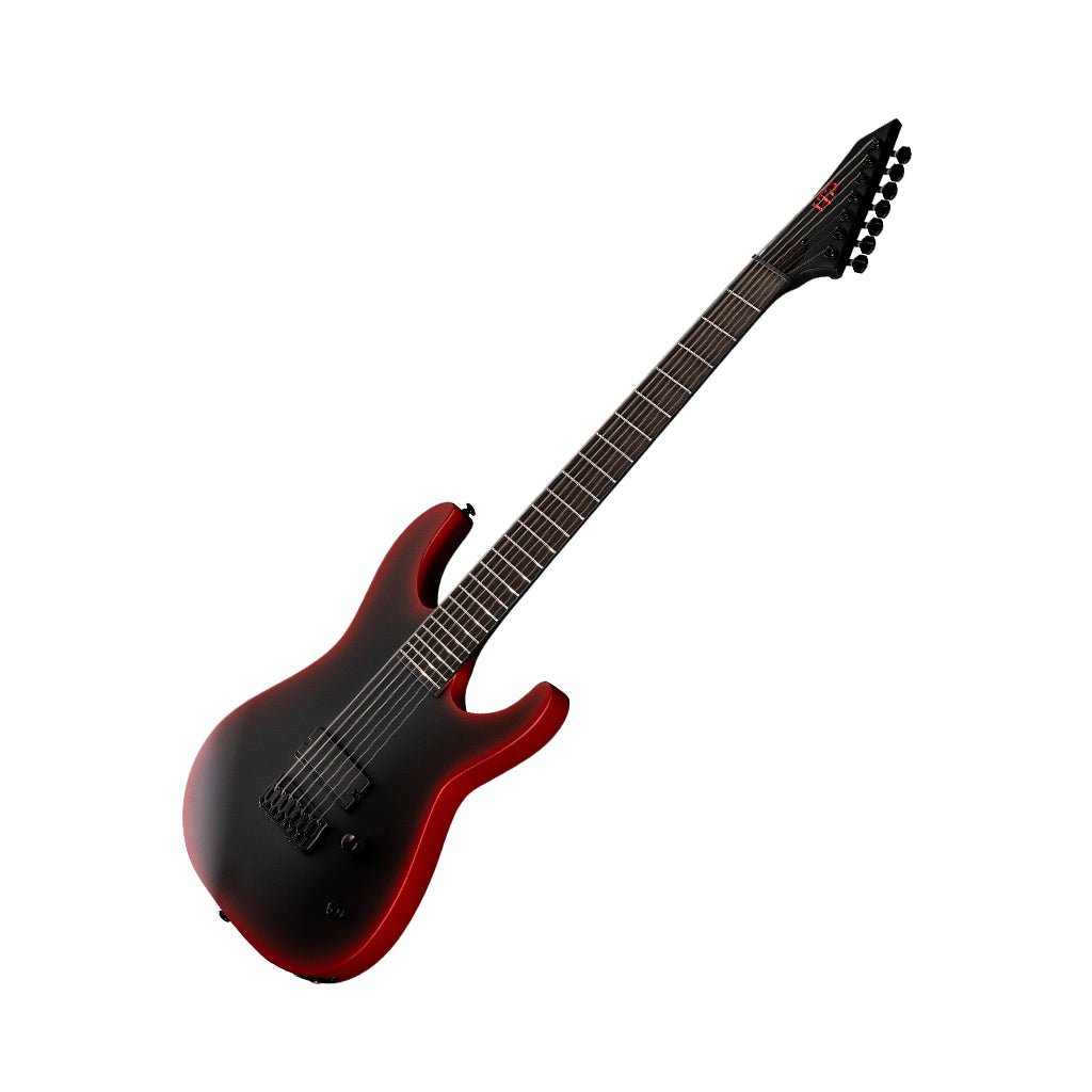 ESP LTD M7-HT Baritone Black Metal Electric Guitar - Black Red Burst Satin Electric Guitars Sky Music