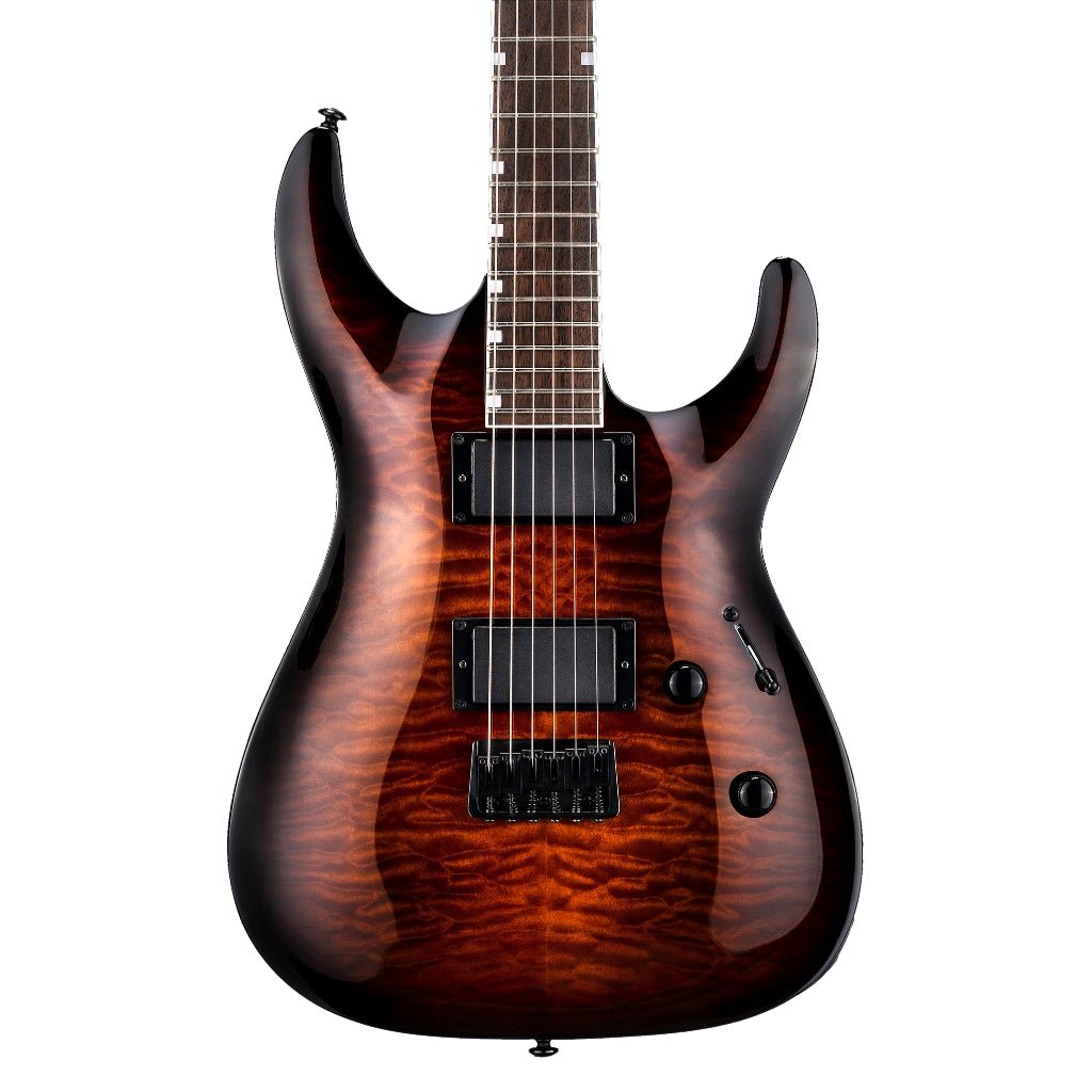 ESP LTD MH-200QM HT Electric Guitar - Dark Brown Sunburst Electric Guitars Sky Music