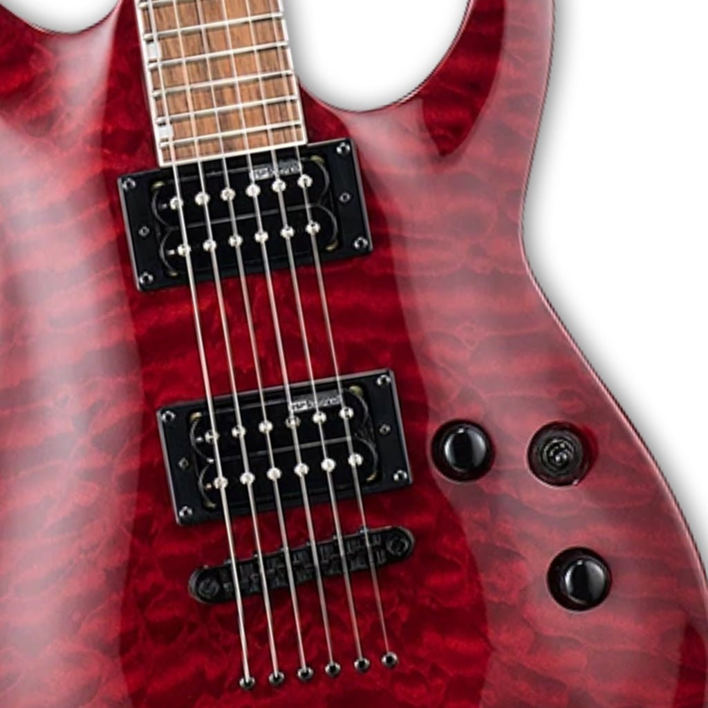 ESP LTD MH-200QM NT Roasted Jatoba Fingerboard - See Thru Black Cherry Electric Guitars Sky Music