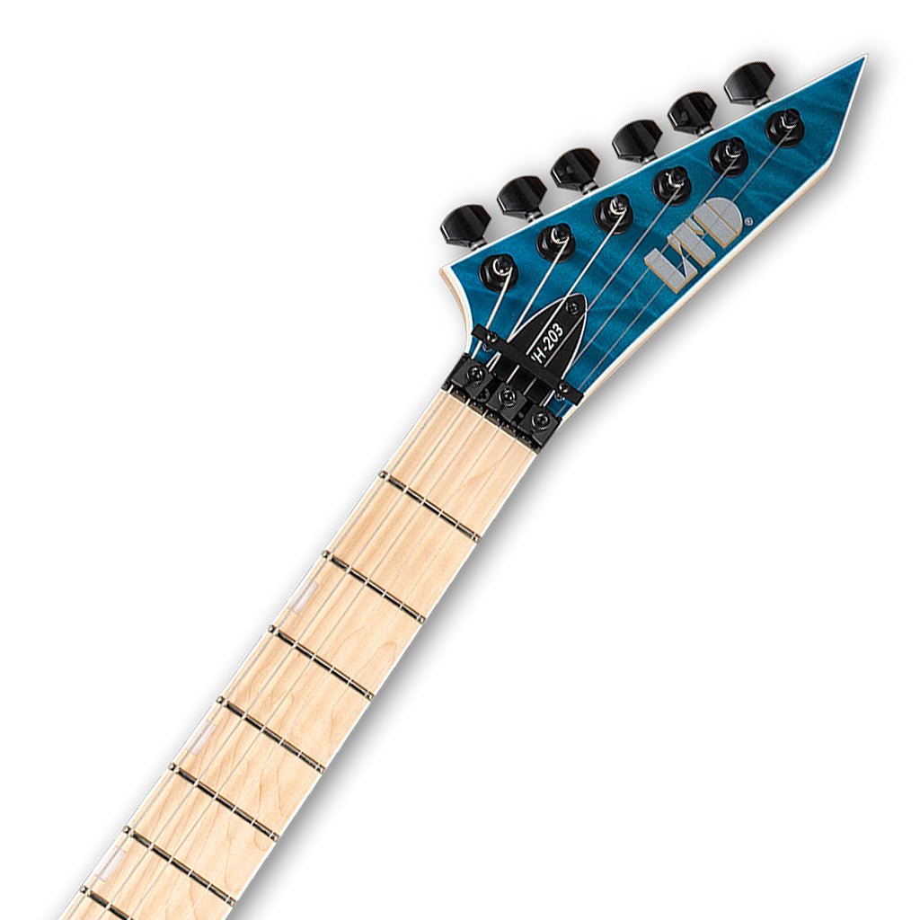 ESP LTD MH203 Quilted Maple See Thru Blue Electric Guitars Sky Music
