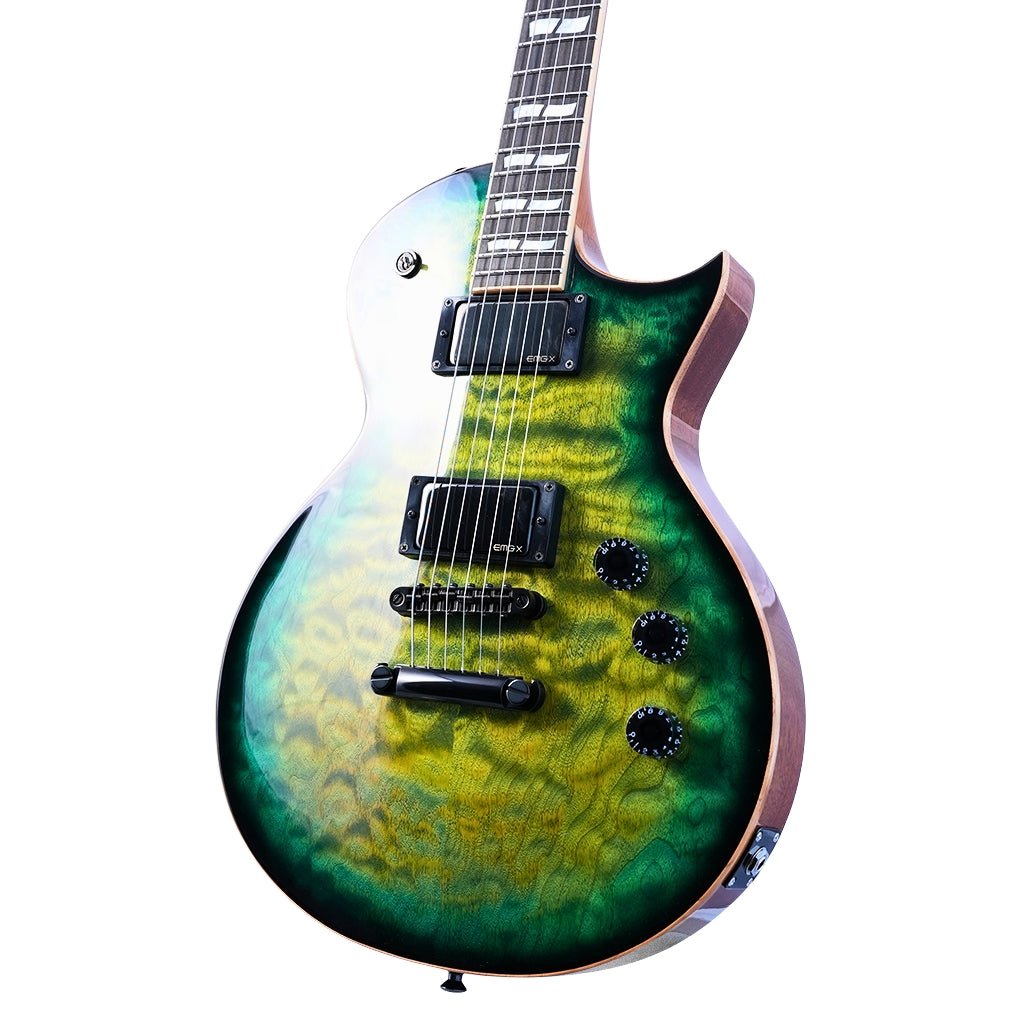 ESP USA Eclipse Quilted Maple Electric Guitar - Dark Lime Burst Electric Guitars Sky Music