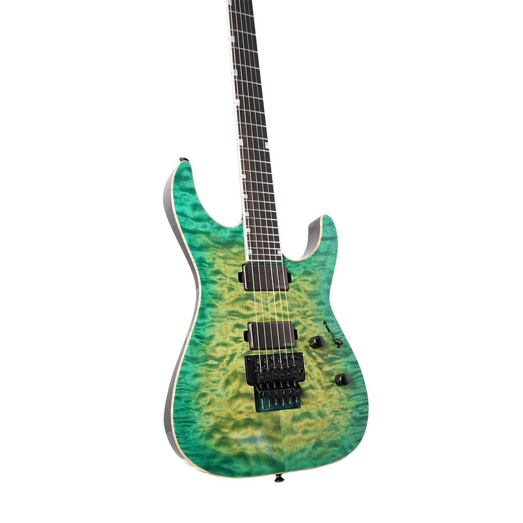 ESP USA M-II Quilted Maple Electric Guitar w/Floyd Rose & EMG - Lime Burst Electric Guitars Sky Music