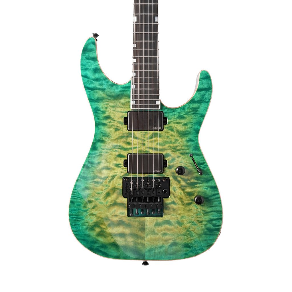 ESP USA M-II Quilted Maple Electric Guitar w/Floyd Rose & EMG - Lime Burst Electric Guitars Sky Music