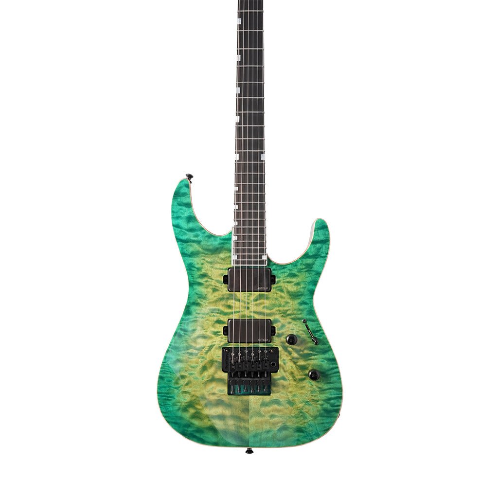 ESP USA M-II Quilted Maple Electric Guitar w/Floyd Rose & EMG - Lime Burst Electric Guitars Sky Music