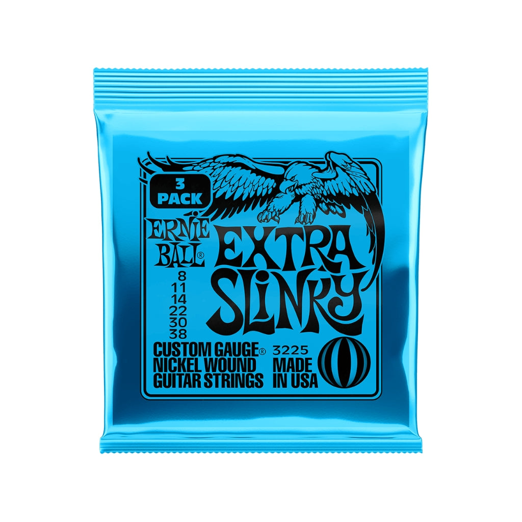 Ernie Ball Extra Slinky Nickel Wound 8-38 Electric Guitar Strings - 3 Pack
