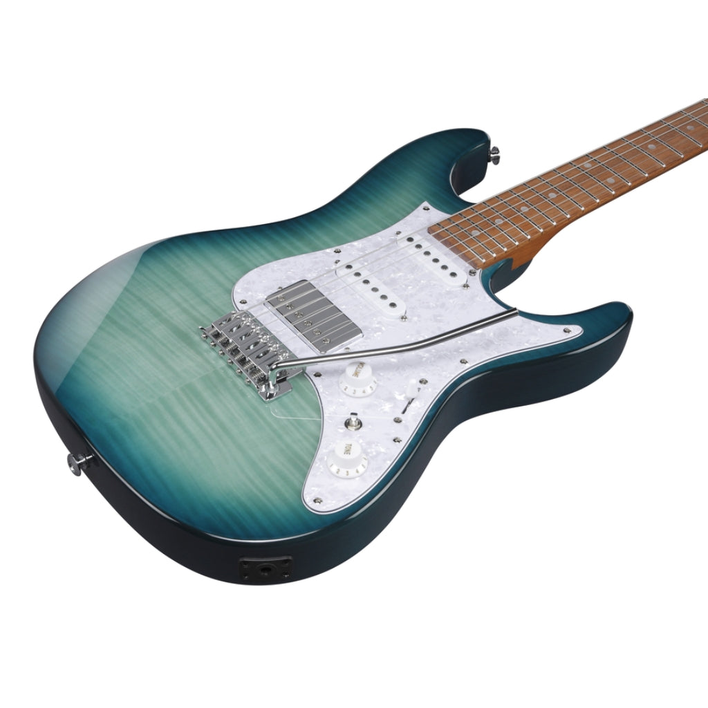 Ibanez - AZ22S1F TXB Electric Guitar Bundle With BIGMINI Tuner - Transparent Turquoise Burst