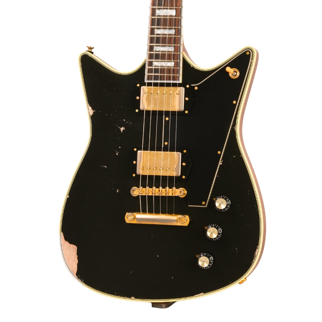Frank Brothers - Custom Arcade One Electric Guitar - Piano Black, Heavy Aged
