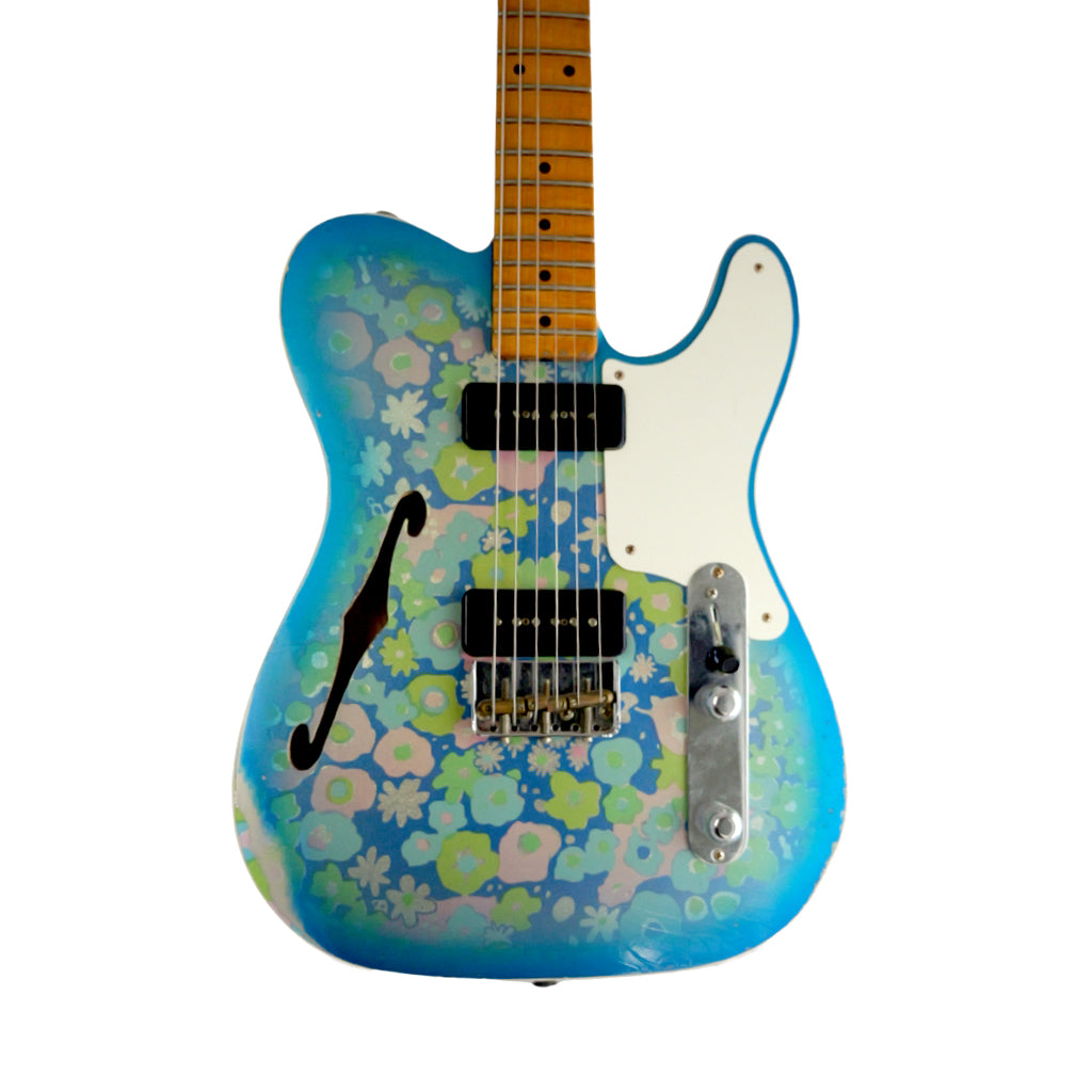 Fender Custom Shop Dual P90 Thinline Telecaster Relic Limited Edition Electric Guitar - Blue Floral hero