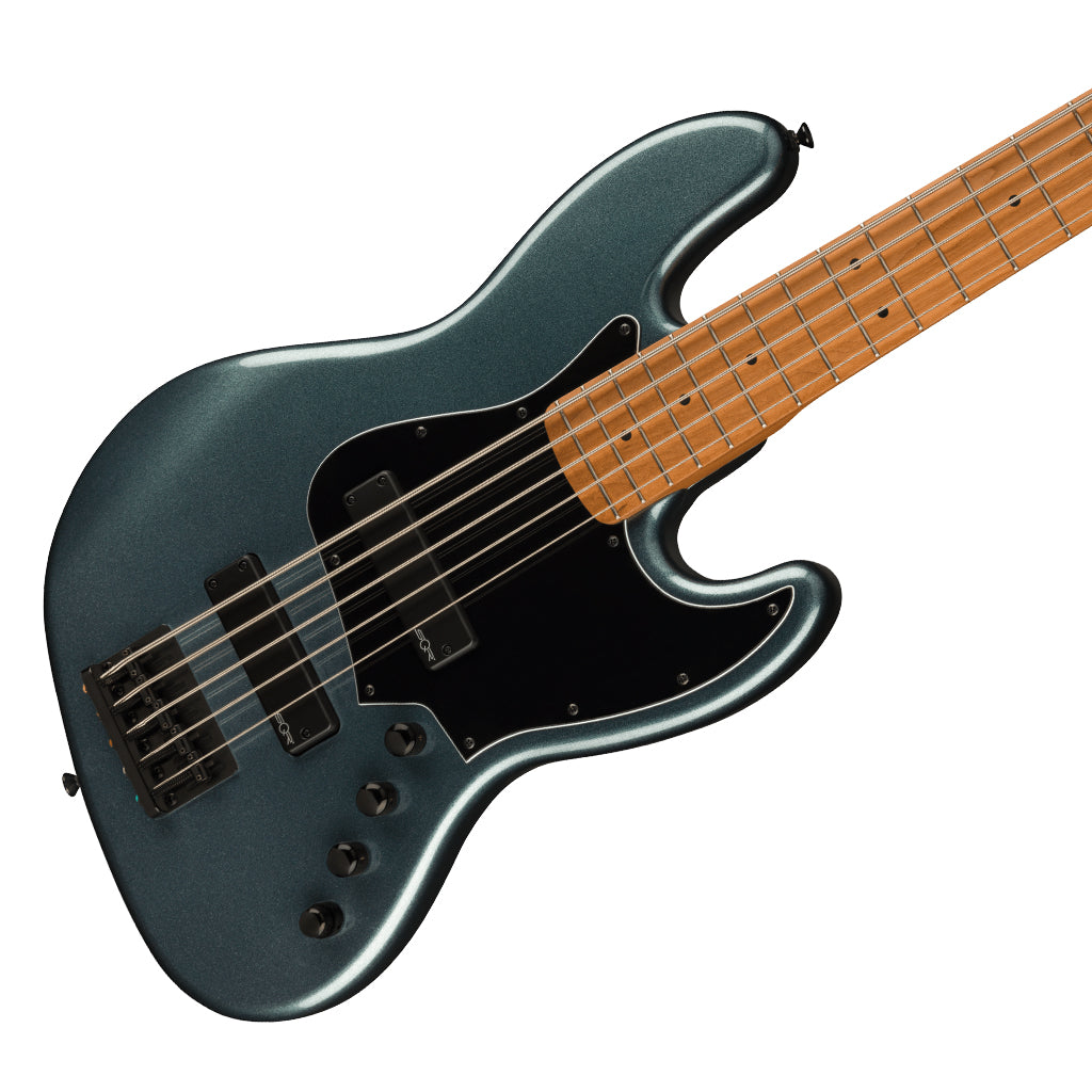 BSTOCK Squier Contemporary Active Jazz Bass® HH V, Roasted Maple Fingerboard, Black Pickguard, Gunmetal Metallic