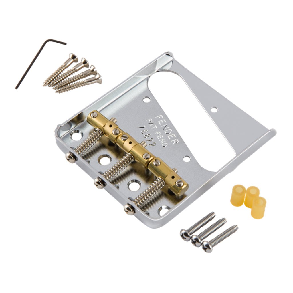 Fender 3 Saddle American Vintage Hot Rod Telecaster Bridge Assembly with Compensated Brass Saddles in Nickel General Spare Parts Sky Music