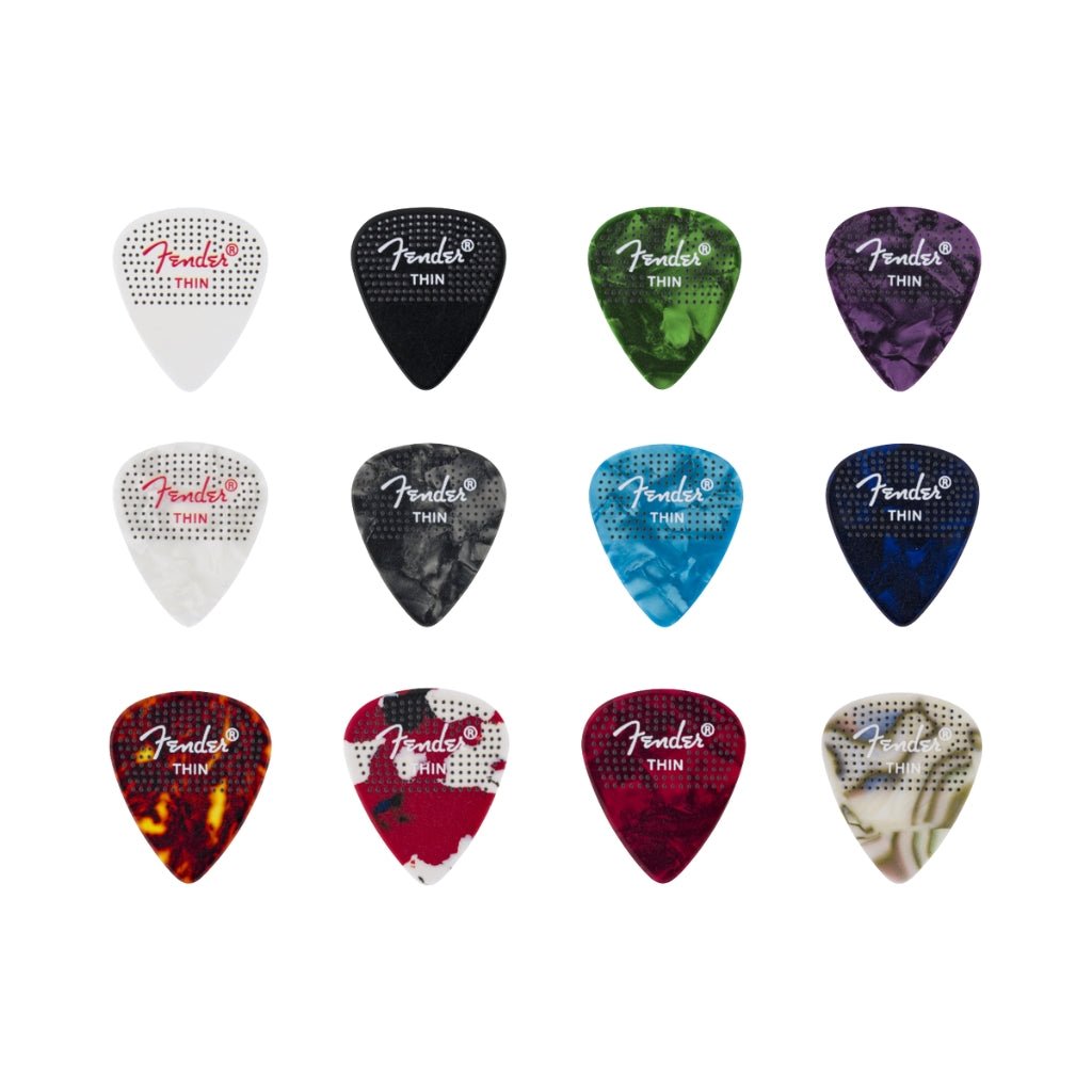 Fender 351 Dotted Celluloid Guitar Picks - Thin, 12-pack Guitar Picks Sky Music