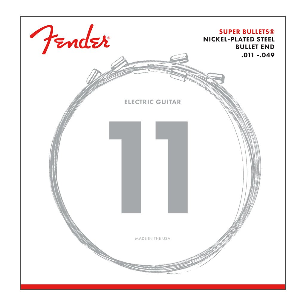 Fender 6 Super Bullet Strings Nickel Plated Steel Bullet End 3250M Gauges .011 to .049 Fretted Instrument Strings Sky Music