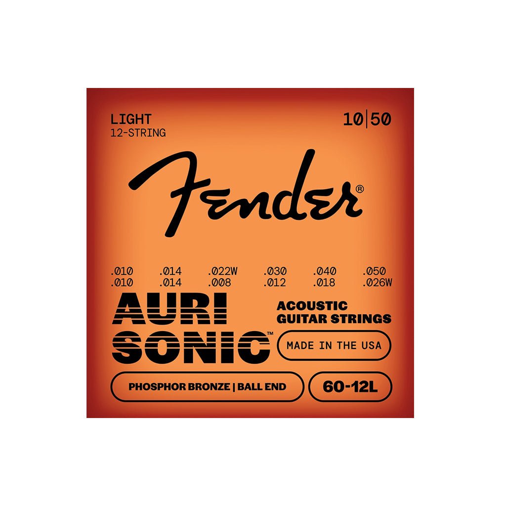 Fender 60-12L Phosphor Bronze .010-.048 Acoustic Guitar Strings - Set of 12 Ball End Fretted Instrument Strings Sky Music