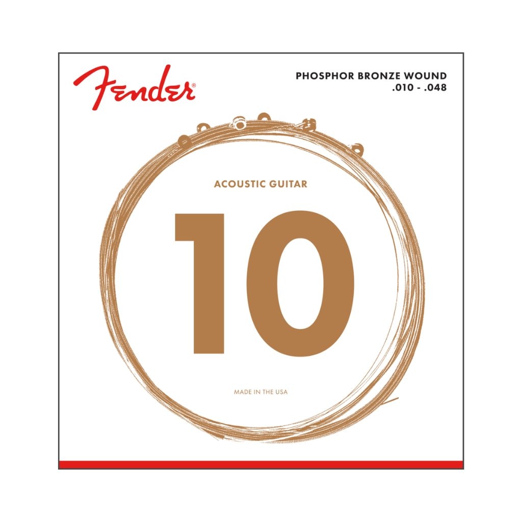 Fender 60XL Phosphor Bronze Acoustic Guitar Strings - .010-.048 Extra Light Fretted Instrument Strings Sky Music