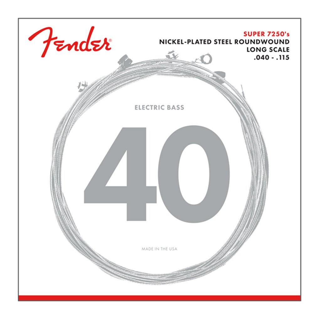 Fender 7250 Bass Strings Nickel Plated Steel Long Scale 7250 5L .040 to .115 Gauges 5 Fretted Instrument Strings Sky Music