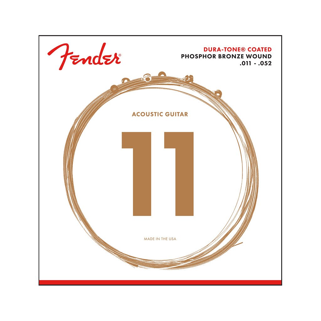 Fender 860CL Phosphor Bronze Dura Tone Coated 11 to 52 Guitar Strings Sky Music