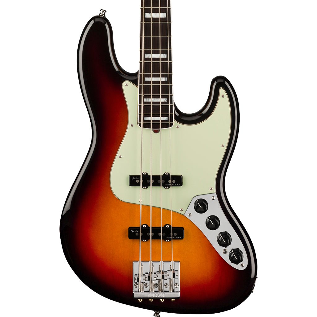 Fender American Ultra Jazz Bass Toploaded HiMass Bridge - Ultraburst Bass Guitars Sky Music