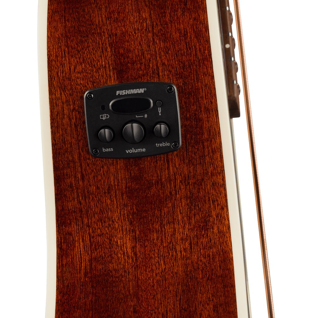 Fender California Deluxe Kingman CE w/Ivory Pickguard Acoustic-Electric Bass - Black Bass Guitars Sky Music