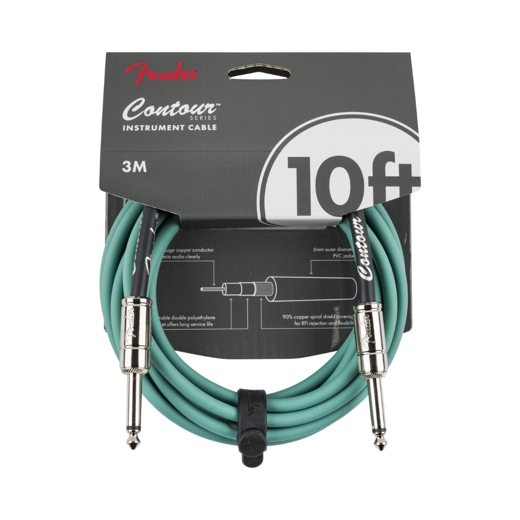 Fender Contour Series 10ft Instrument Cable - Sherwood Green Instrument Cables Sky Music