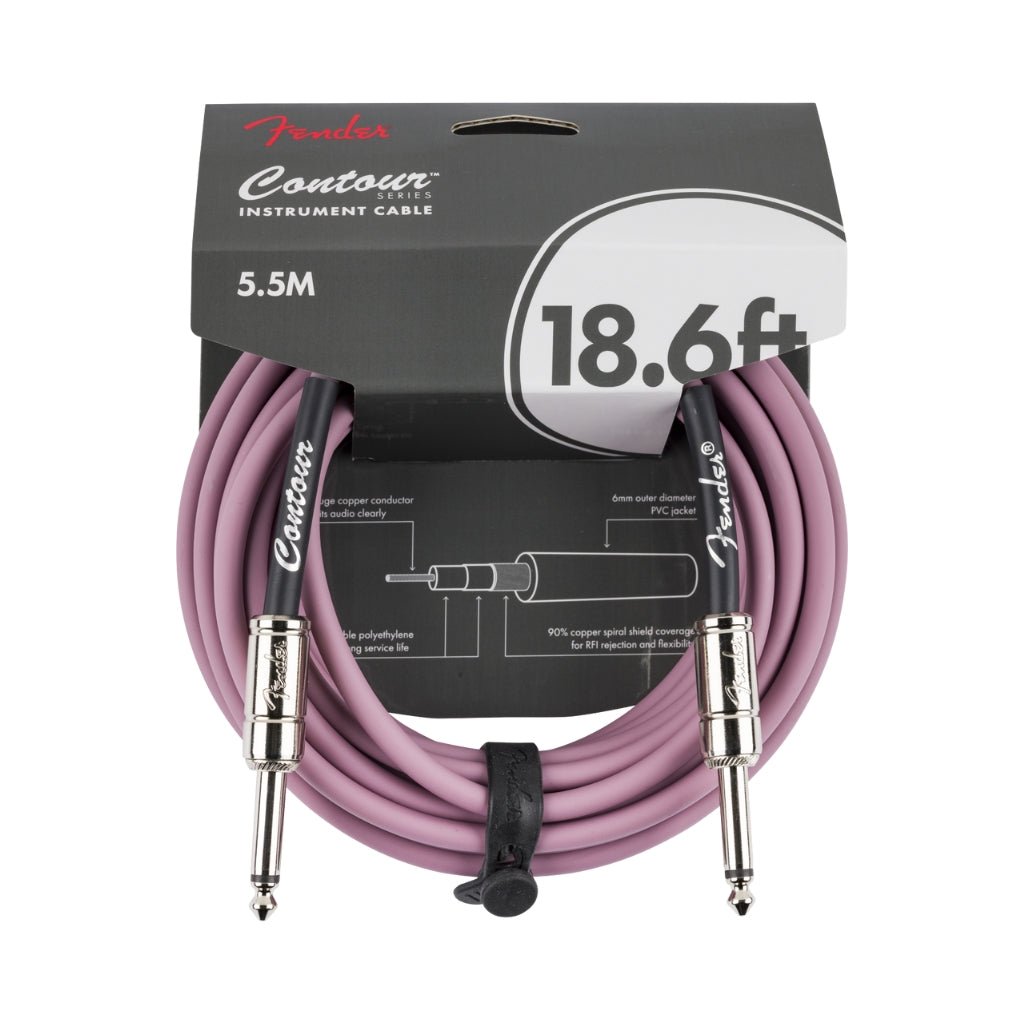 Fender Contour Series Instrument Cable - Burgundy Mist, 18.6 feet Instrument Cables Sky Music