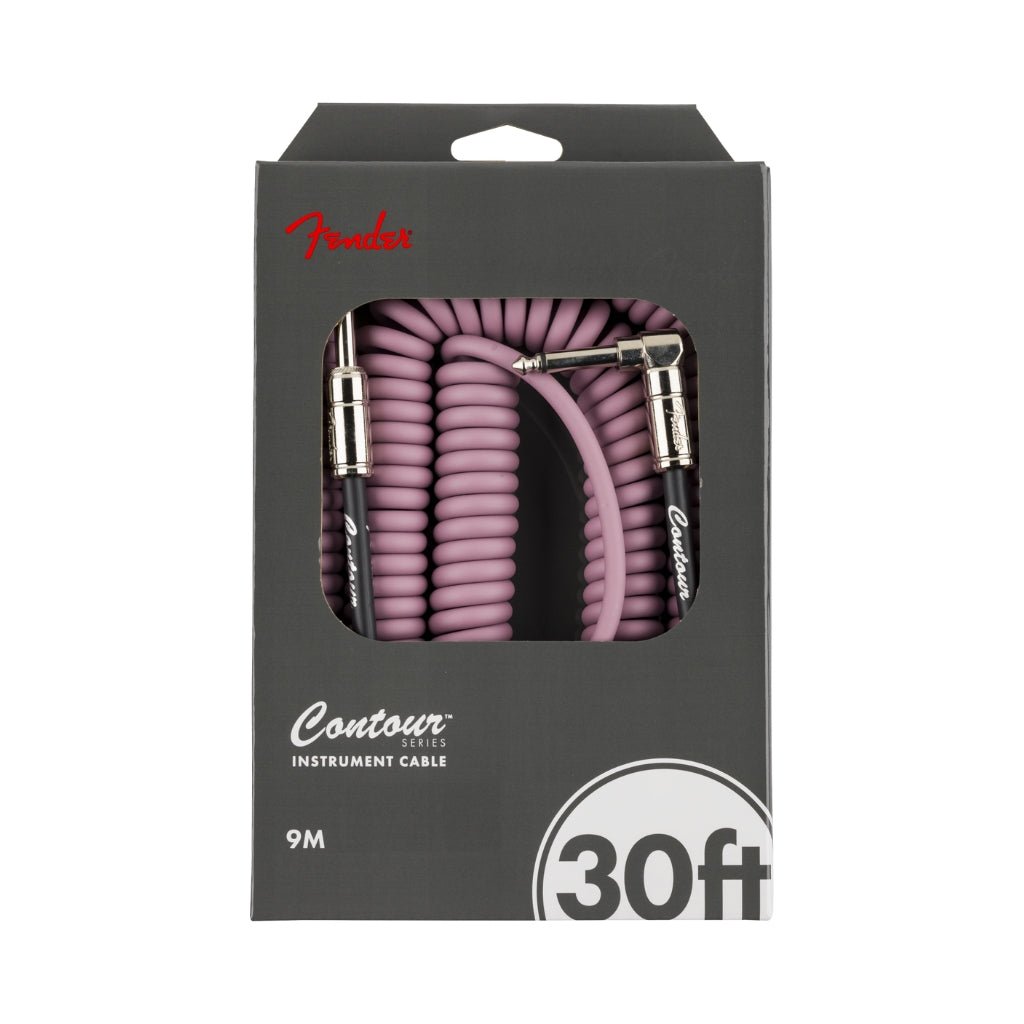 Fender Contour Series Straight to Right Angle Coil Instrument Cable - Burgundy Mist, 30 feet Instrument Cables Sky Music