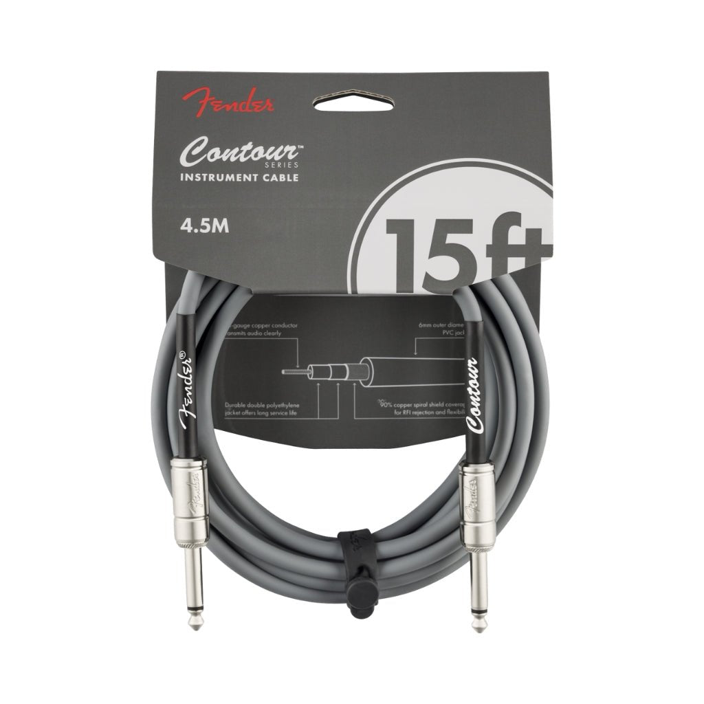 Fender Contour Series Straight to Straight Instrument Cable - 15 foot Inca Silver Instrument Cables Sky Music