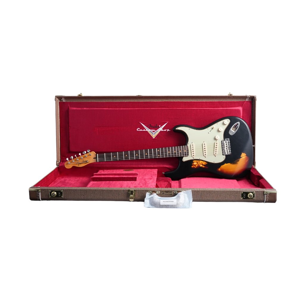 Fender Custom Shop 1960 Stratocaster w/Reverse Telecaster Peg Heavy Relic Electric Guitar - Black over 3-Color Sunburst - Masterbuilt by Greg Fessler Electric Guitars Sky Music