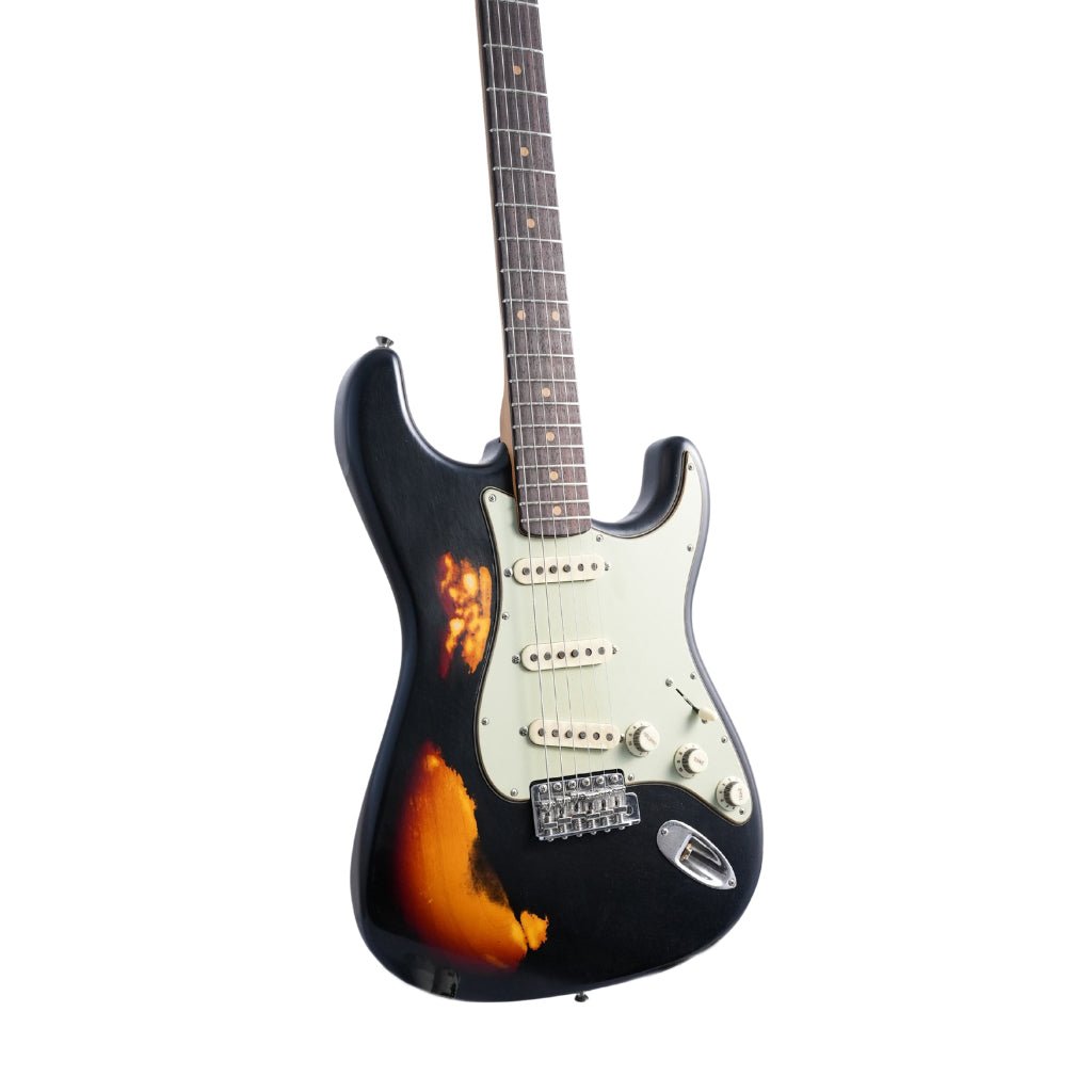 Fender Custom Shop 1960 Stratocaster w/Reverse Telecaster Peg Heavy Relic Electric Guitar - Black over 3-Color Sunburst - Masterbuilt by Greg Fessler Electric Guitars Sky Music