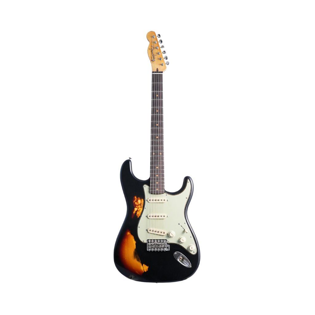 Fender Custom Shop 1960 Stratocaster w/Reverse Telecaster Peg Heavy Relic Electric Guitar - Black over 3-Color Sunburst - Masterbuilt by Greg Fessler Electric Guitars Sky Music