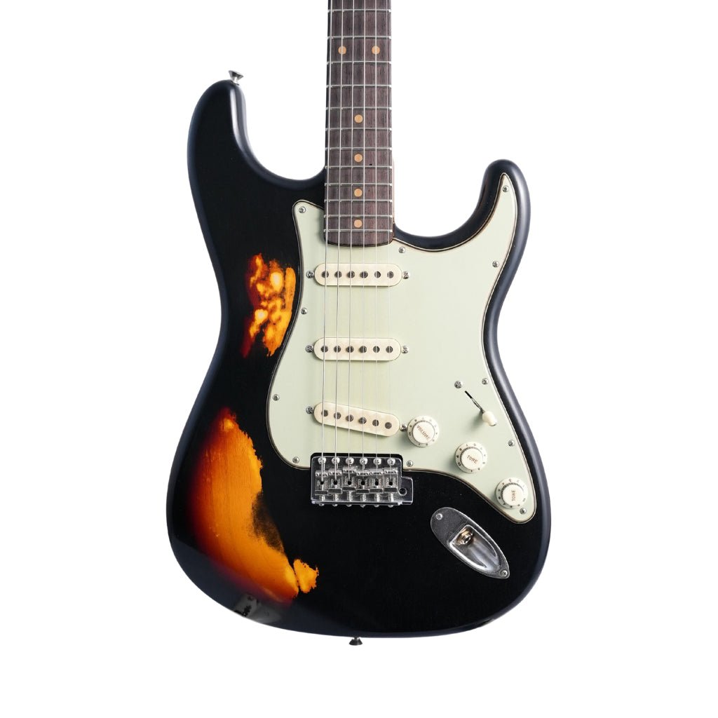 Fender Custom Shop 1960 Stratocaster w/Reverse Telecaster Peg Heavy Relic Electric Guitar - Black over 3-Color Sunburst - Masterbuilt by Greg Fessler Electric Guitars Sky Music