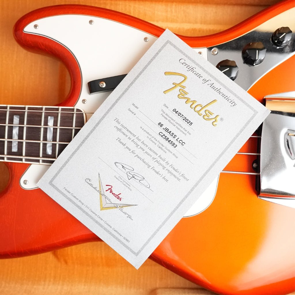 Fender Custom Shop 1966 Jazz Bass Deluxe Closet Classic - Candy Tangerine Bass Guitars Sky Music