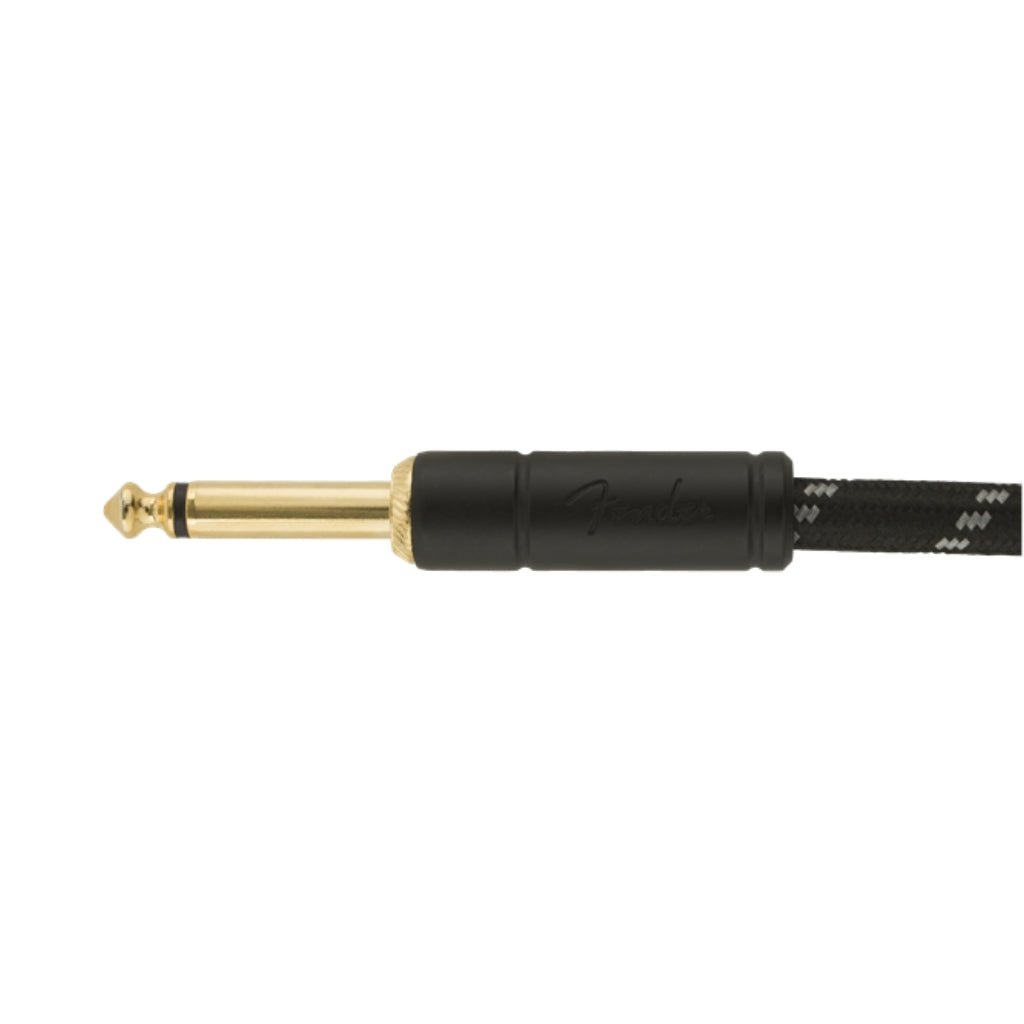 Fender Deluxe Series Straight to Right Angle Instrument Cable - 18.6 foot Black Tweed Instrument Cables Sky Music