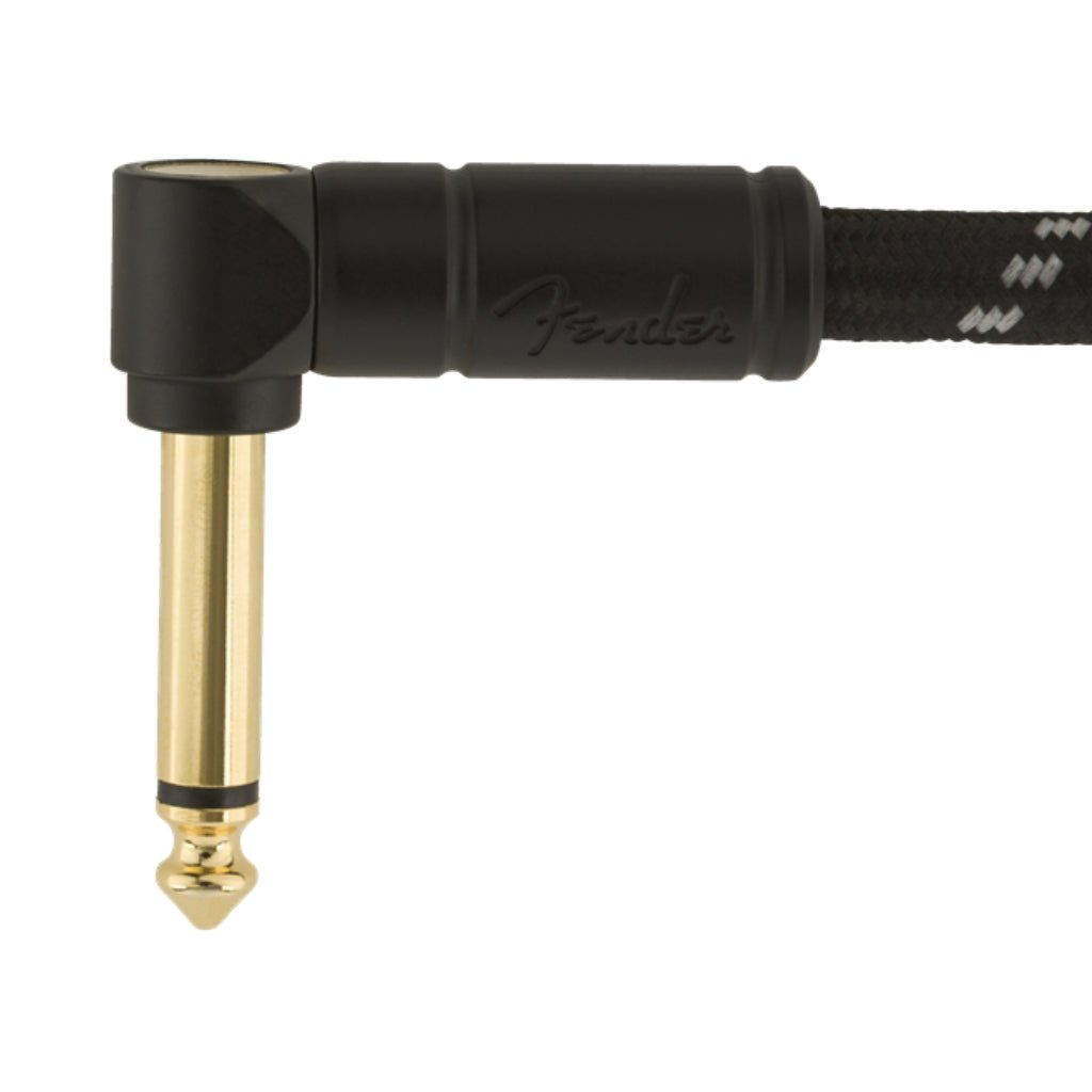 Fender Deluxe Series Straight to Right Angle Instrument Cable - 18.6 foot Black Tweed Instrument Cables Sky Music